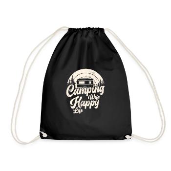 Camping Femme Happy Life Caravane Nature Camper - Sac de sport léger - noir - Devant