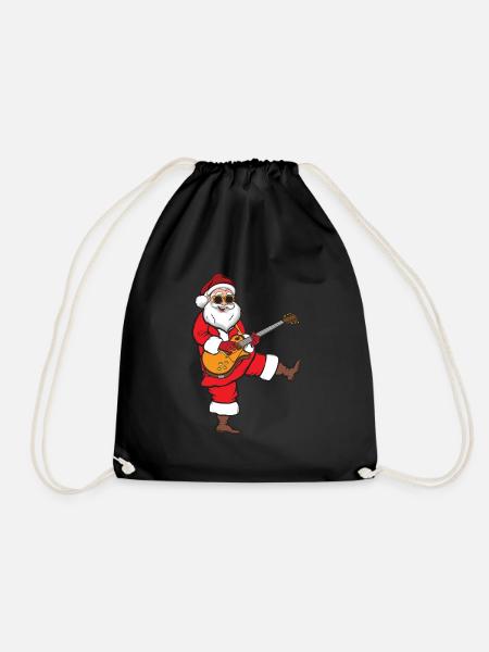 Gitarren Weihnachten Hardrock Santa Gitarrist - Turnbeutel - Schwarz