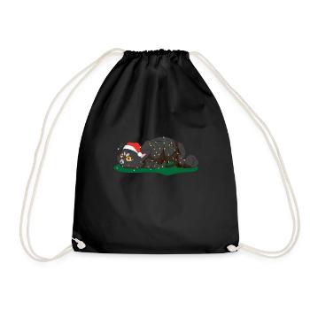 Katzen Weihnachten Kätzchen Lichterkette Ugly Xmas - Turnbeutel - Schwarz - Vorne