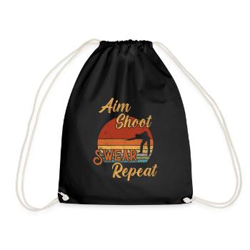 Aim Shoot Swear Repeat / Billiard Snooker - Turnbeutel - Schwarz - Vorne