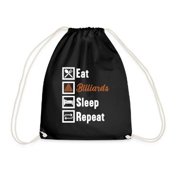 Eat Billiards Sleep Repeat / Billiard Snooker - Turnbeutel - Schwarz - Vorne