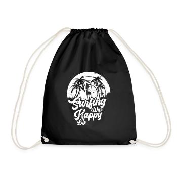 Surf femme Happy Life Wellenreiten Surfen Surfer - Sac de sport léger - noir - Devant