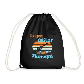 Playing Guitar is my Therapy / Gitarre - Drawstring Bag - black - Front