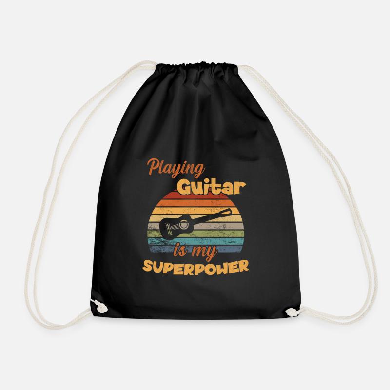 Playing Guitar is my Superpower / Gitarre - Drawstring Bag - black