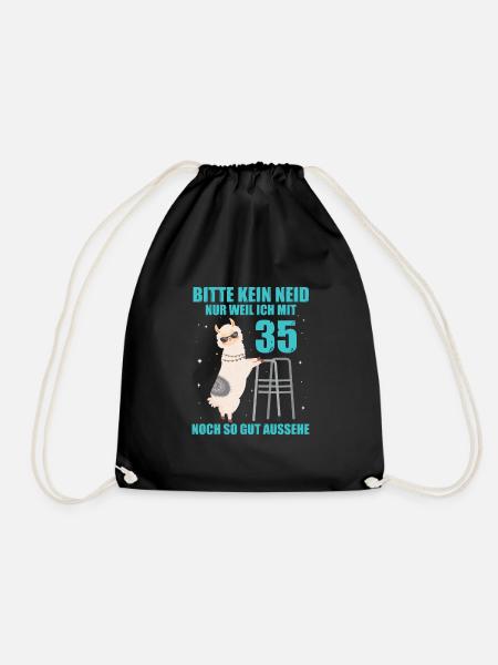 35. Geburtstag Geschenk Lama Alpaka Kein Neid - Turnbeutel - Schwarz