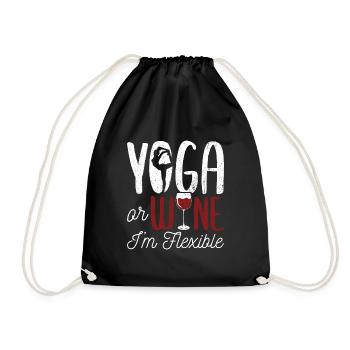 Yoga oder Wein - Ich bin flexibel Yoga & Wein Lieb - Turnbeutel - Schwarz - Vorne