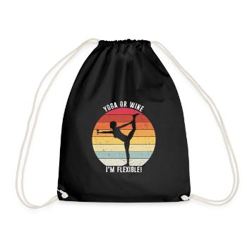 Yoga oder Wein - Ich bin flexibel Yoga & Wein Lieb - Turnbeutel - Schwarz - Vorne