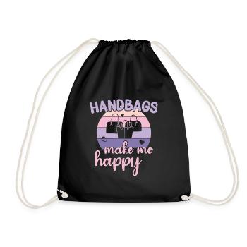 Handbags make me happy / Shopping Handbag - Drawstring Bag - black - Front