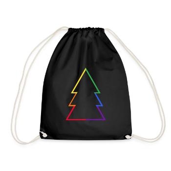 LGBTQ Rainbow Christmas Tree Christmas Tree Xmas - Drawstring Bag - black - Front