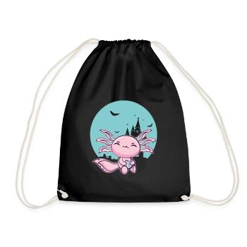 Axolotl Mexican Salamander Walking Fish Buch Book - Drawstring Bag - black - Front