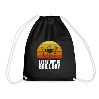 Every Day is Grill Day Grilling Grill Master - Drawstring Bag - black - Front