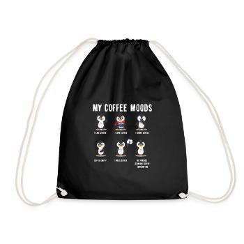 Coffee Moods Morning Grumpy Gift Funny Penguin - Turnbeutel - Schwarz - Vorne