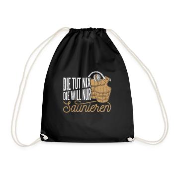 Saunameister - Geschenk Sauna Spruch Saunieren - Turnbeutel - Schwarz - Vorne