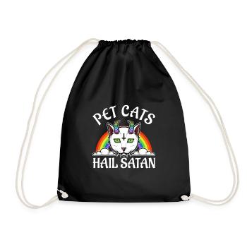 Pet Cats Hail Satan - Drawstring Bag - black - Front