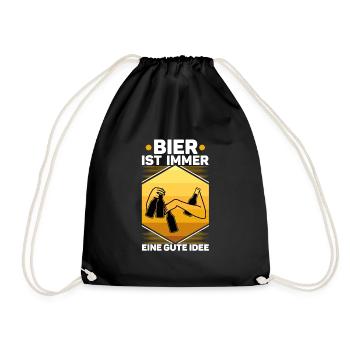 Bier ist immer eine gute idee - Turnbeutel - Schwarz - Vorne