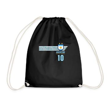 Argentinien Albiceleste Fußball Fan Trikot - Turnbeutel - Schwarz - Vorne