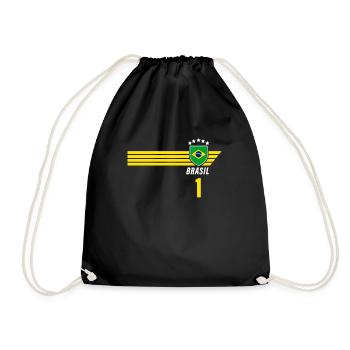 Brésil Maillot de fan de football brésilien Seleção - Sac de sport léger - noir - Devant