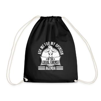 Ask me about my liberal feminist agenda - Drawstring Bag - black - Front