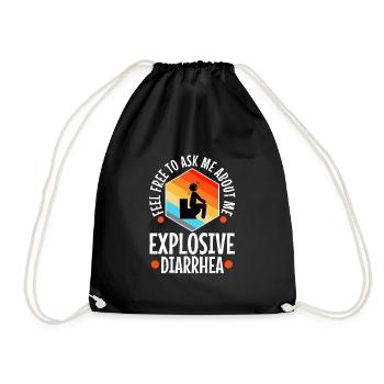 Ask me about my explosive diarrhea - Drawstring Bag - black - Front