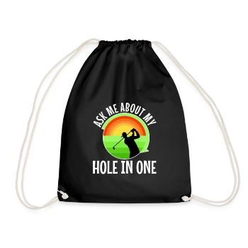 Ask me about my hole in one - Drawstring Bag - black - Front