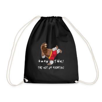 Muay Thai Boxing Thai Boxen Geschenk Faultier - Turnbeutel - Schwarz - Vorne