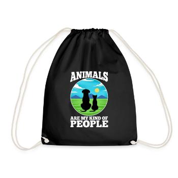 Animals are my kind of people - Drawstring Bag - black - Front