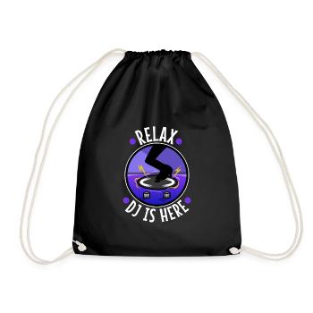 Relax the DJ is here - Drawstring Bag - black - Front