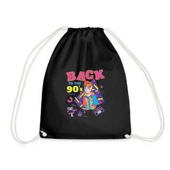 Back To 90's Gift Music 90s Party Retro - Drawstring Bag - black - Front
