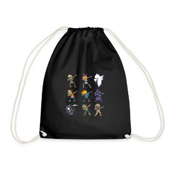 Halloween Costume Party Pumpkin Dabbing Ghosts - Drawstring Bag - black - Front