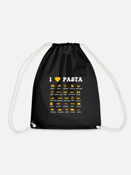 Pasta Sorten Spaghetti Nudeln Italien Geschenk - Turnbeutel - Schwarz