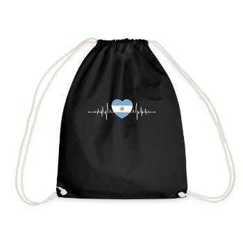 Argentina Heartbeat Argentine Flag - Drawstring Bag - black - Front