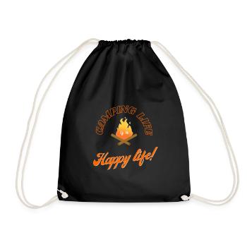 Camping life - happy life - Drawstring Bag - black - Front