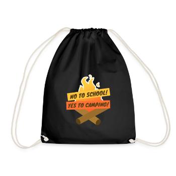 Non à l’école - Oui au camping! - Sac de sport léger - noir - Devant