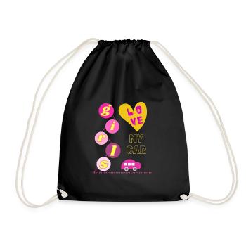 Girls love my car - Drawstring Bag - black - Front