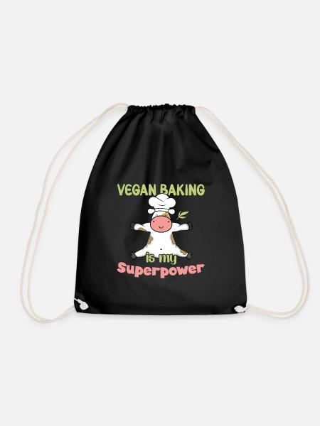 Vegan Baking is my Superpower - Turnbeutel - Schwarz