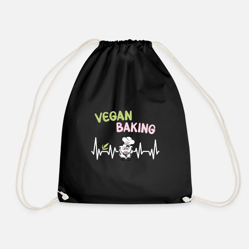 Vegan Baking Pulse - Drawstring Bag - black