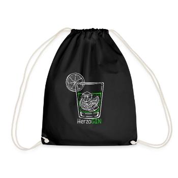 GIN HerzoGIN - Geschenk für Gin Liebhaberin Damen - Turnbeutel - Schwarz - Vorne