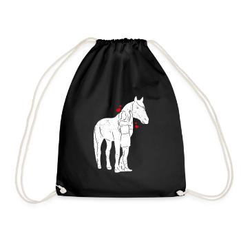 Reiterin Pferd Reiten Reiterin Geschenk Pferdelieb - Turnbeutel - Schwarz - Vorne