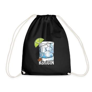KöniGIN - Geschenk für Gin Liebhaberin Verkostunge - Turnbeutel - Schwarz - Vorne