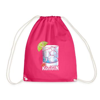 KöniGIN - Geschenk für Gin Liebhaberin Verkostunge - Turnbeutel - Fuchsia - Vorne