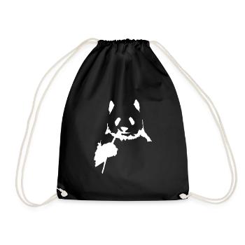Cooler & lustiger Peeking Pandabär Wasserfarben - Turnbeutel - Schwarz - Vorne