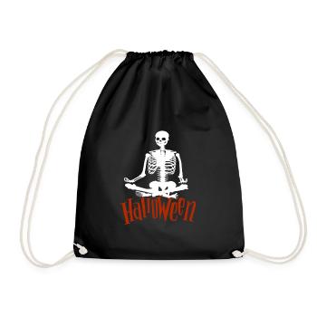 Skelett Knochen - Halloween - Turnbeutel - Schwarz - Vorne