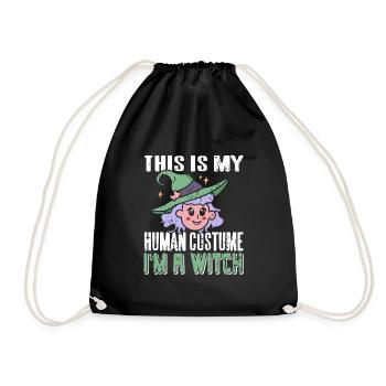 Hexe - This is my Human Costume Im a Witch - Turnbeutel - Schwarz - Vorne