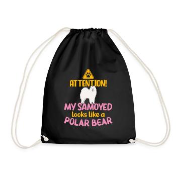 Attention! My Samoyed looks like a Polar Bear - Drawstring Bag - black - Front