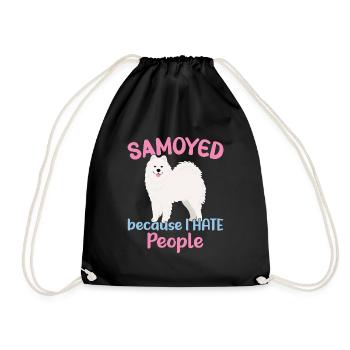 Samoyed - Because I hate People - Drawstring Bag - black - Front