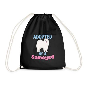 Adopted by a Samoyed - Drawstring Bag - black - Front