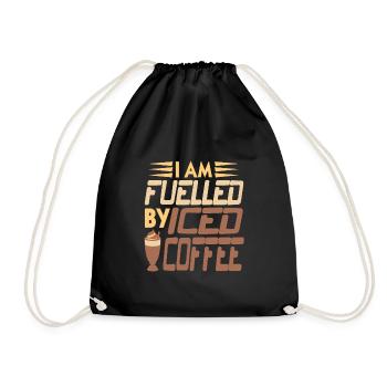 I am Fuelled by Iced coffee - Drawstring Bag - black - Front