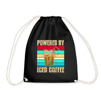 Powered by Iced Coffee - Drawstring Bag - black - Front