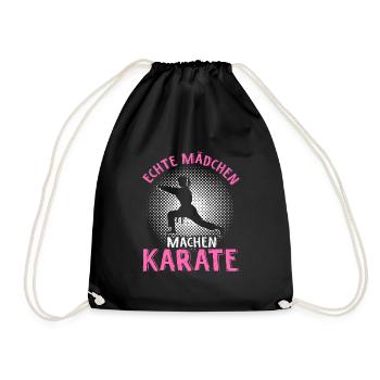 Echte Mädchen Machen Karate Kampfsport Karate Spru - Turnbeutel - Schwarz - Vorne