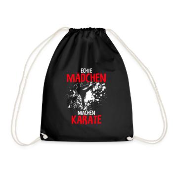 Mädchen Karate Kampfsport Geschenk - Turnbeutel - Schwarz - Vorne